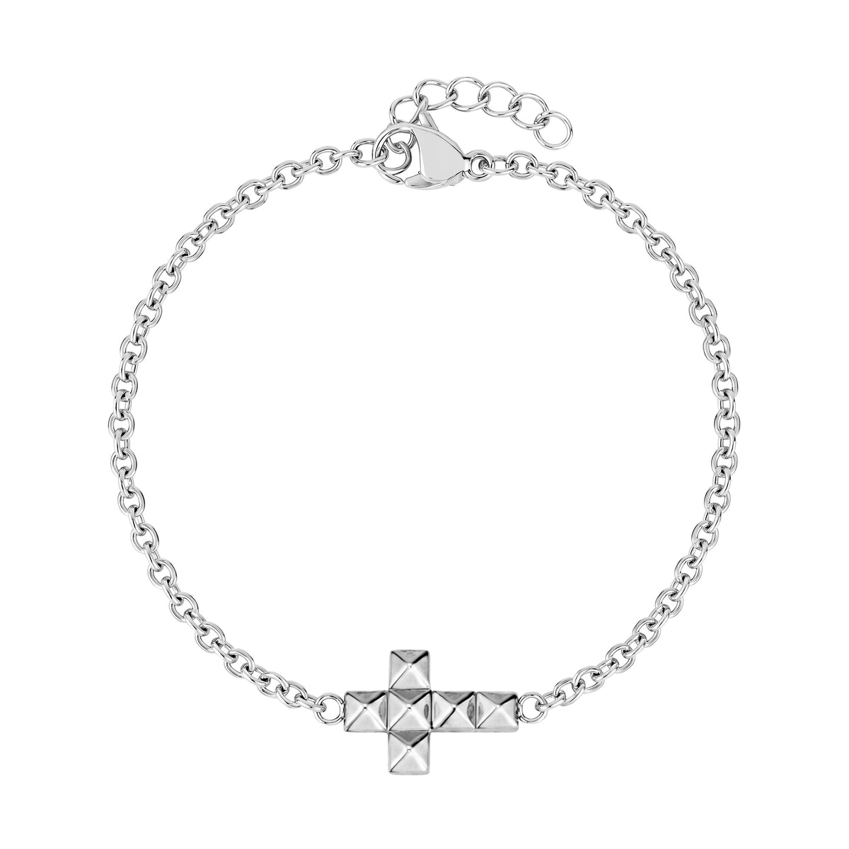 Minimal Diamond Cut Cross Bracelet
