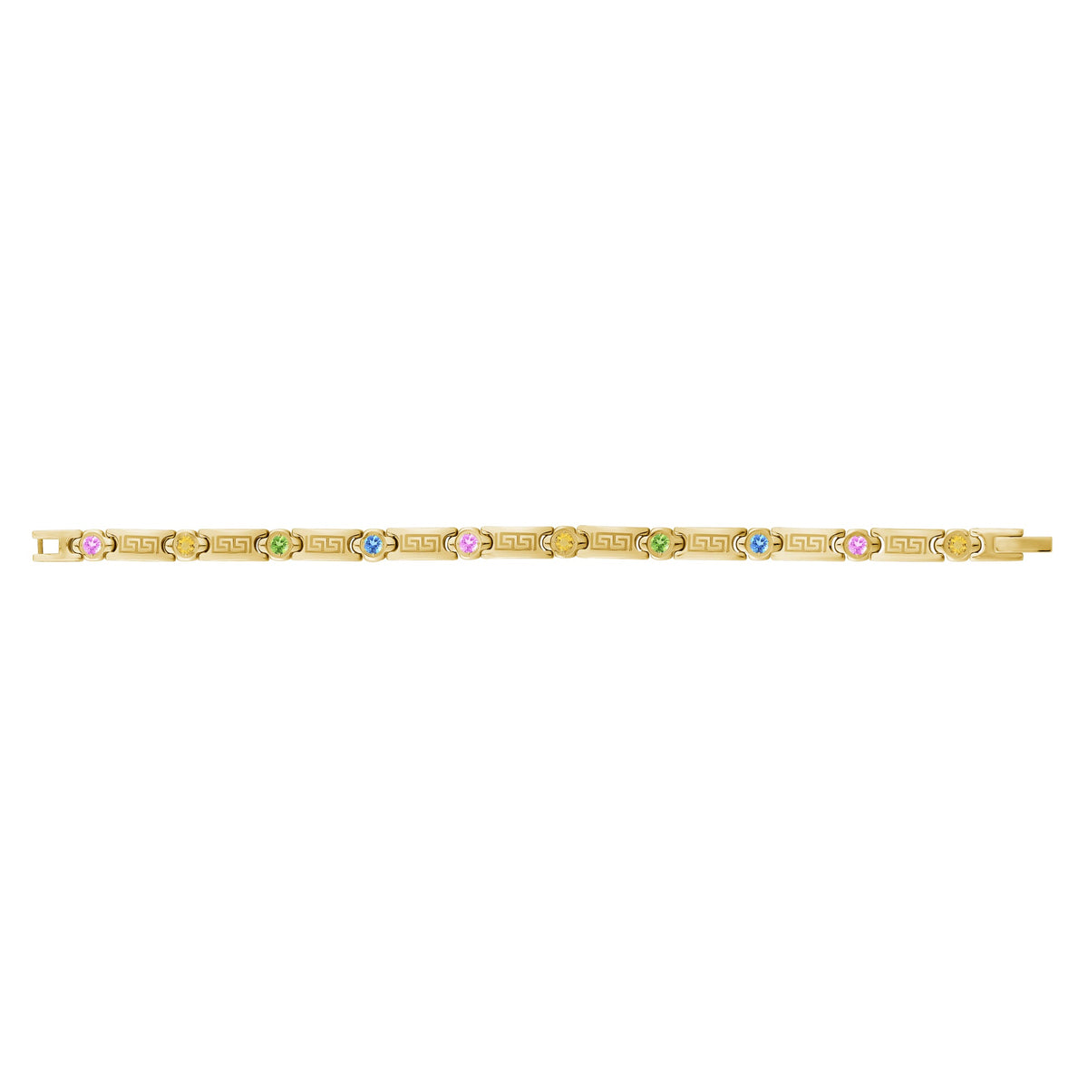 Stone-Set Greek Key Link Bracelet