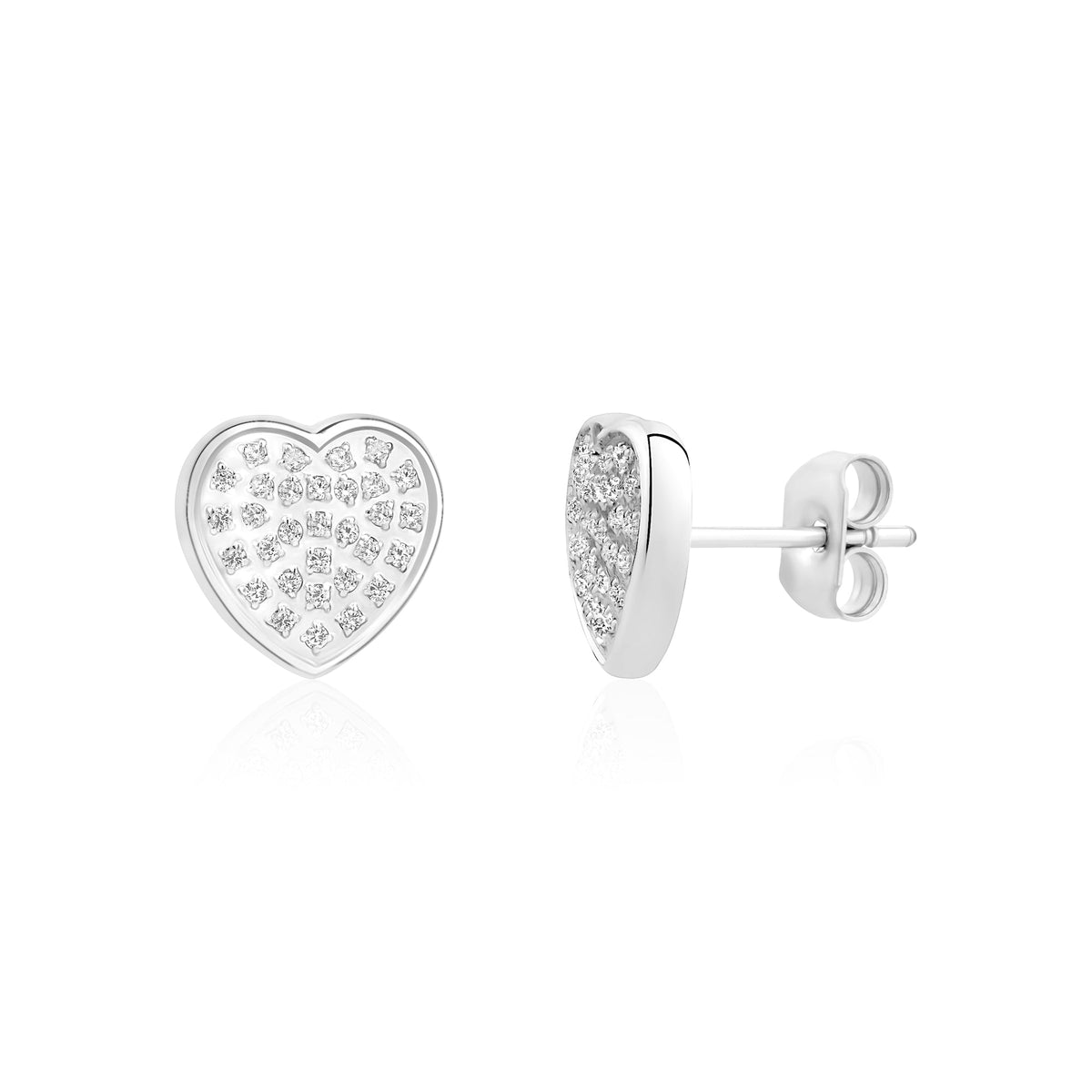 Stone-Set Domed Heart Earrings