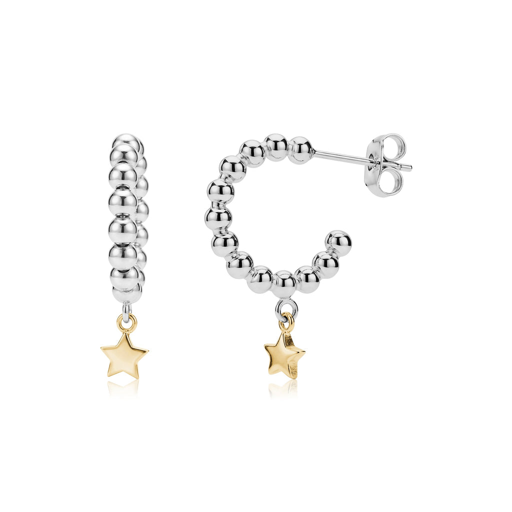 Beaded Gold Star Earrings