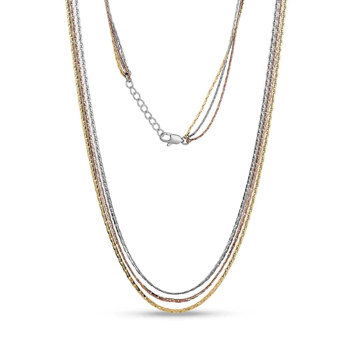 Minimalist Tri-Color Link Necklace
