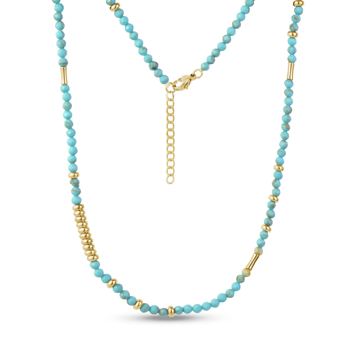 Gold Turquoise Beaded Necklace
