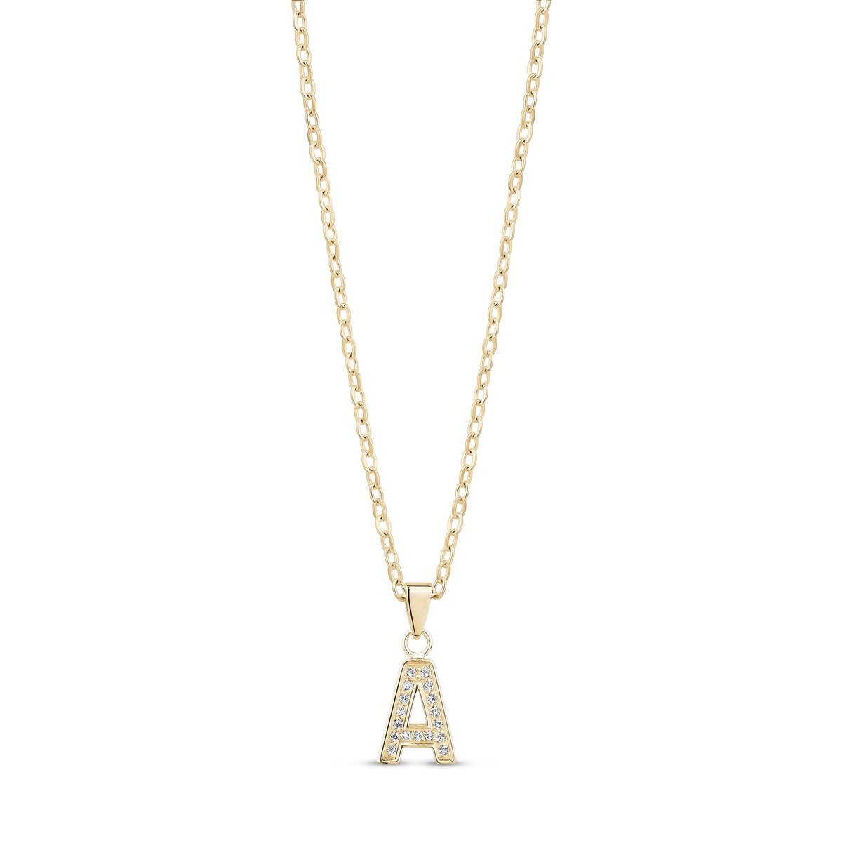 Stone-Set Initial Gold Pendant