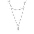 Layered Bar CZ Pendant Necklace
