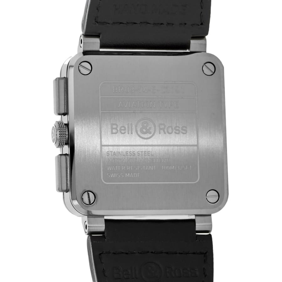 Bell & Ross BR 03-94 Chronograph 42mm Black Dial Leather Strap Men's Watch BR0394-BLC-ST/SCA