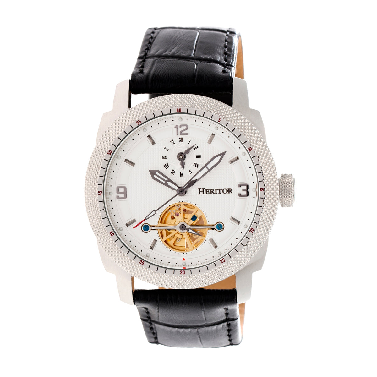 Helmsley Semi-Skeleton Leather-Band Watch