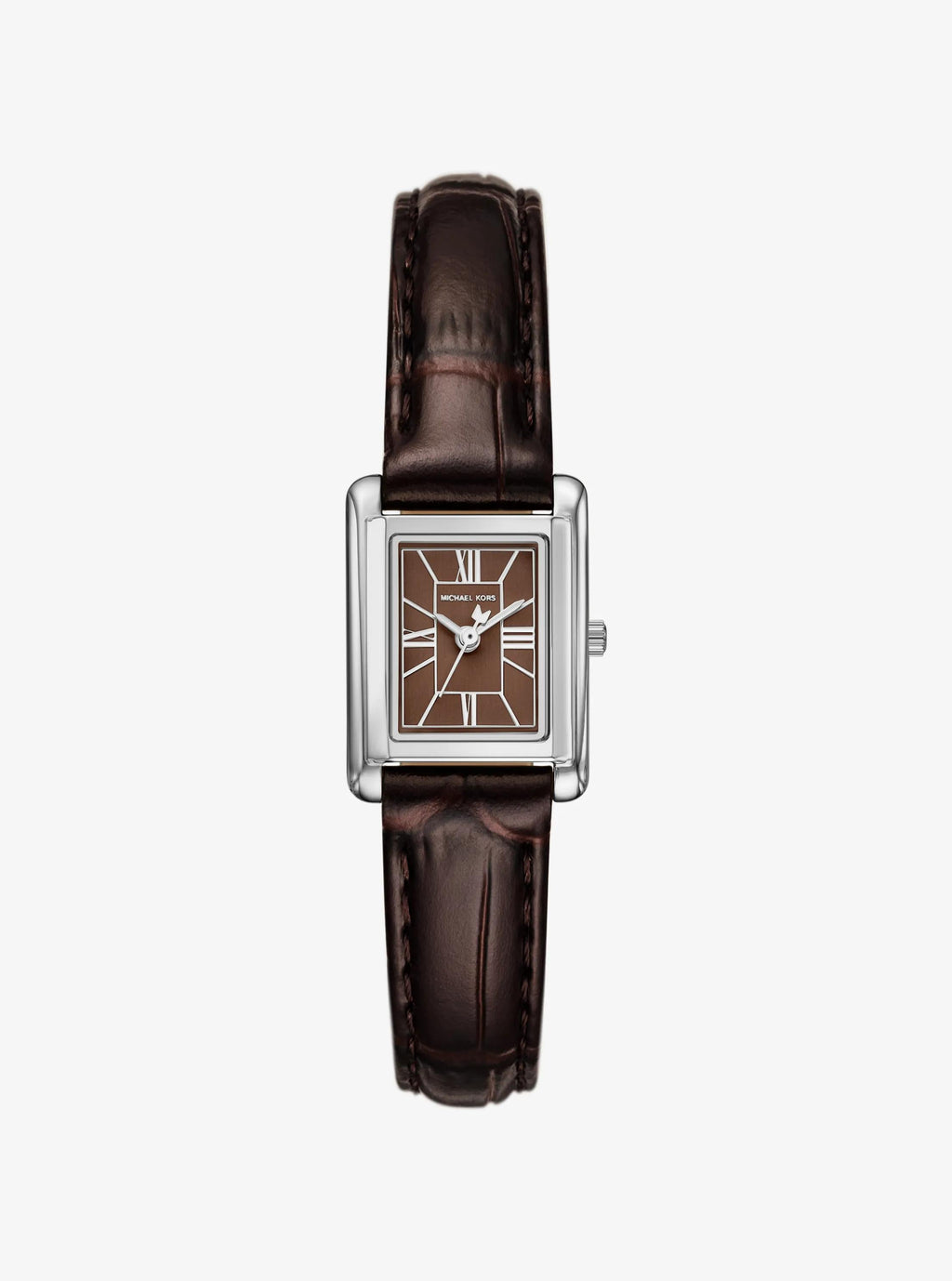 Petite Essex Silver-Tone and Crocodile Embossed Leather Strap Watch