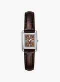 Petite Essex Silver-Tone and Crocodile Embossed Leather Strap Watch