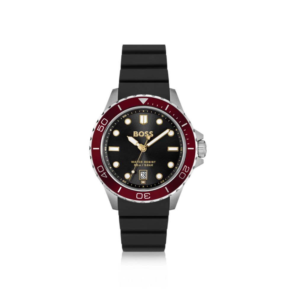 Troper black-dial watch with silicone strap