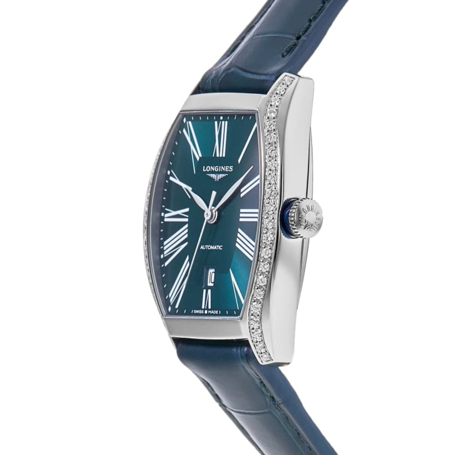 Longines Evidenza Automatic Green Dial Diamond Bezel Leather Strap Women's Watch L2.142.0.60.2