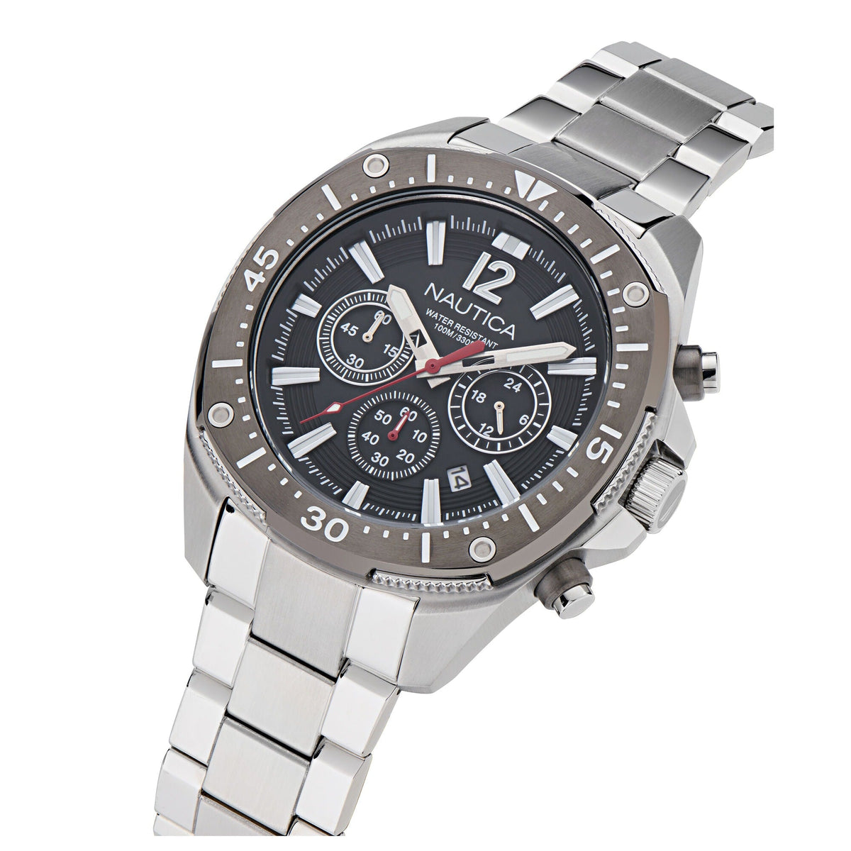 Nautica Mens Nct Blue Sail Chronograph Stainless Steel Watch
