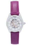 Empress Magnolia Automatic MOP Skeleton Dial Leather-Band Watch