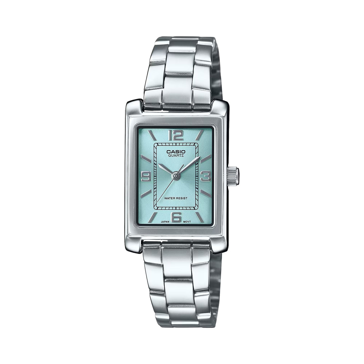 Casio Women’s Silver Analog Watch Aqua Dial Stainless Steel Bracelet - LTP-1234DD-2ADF