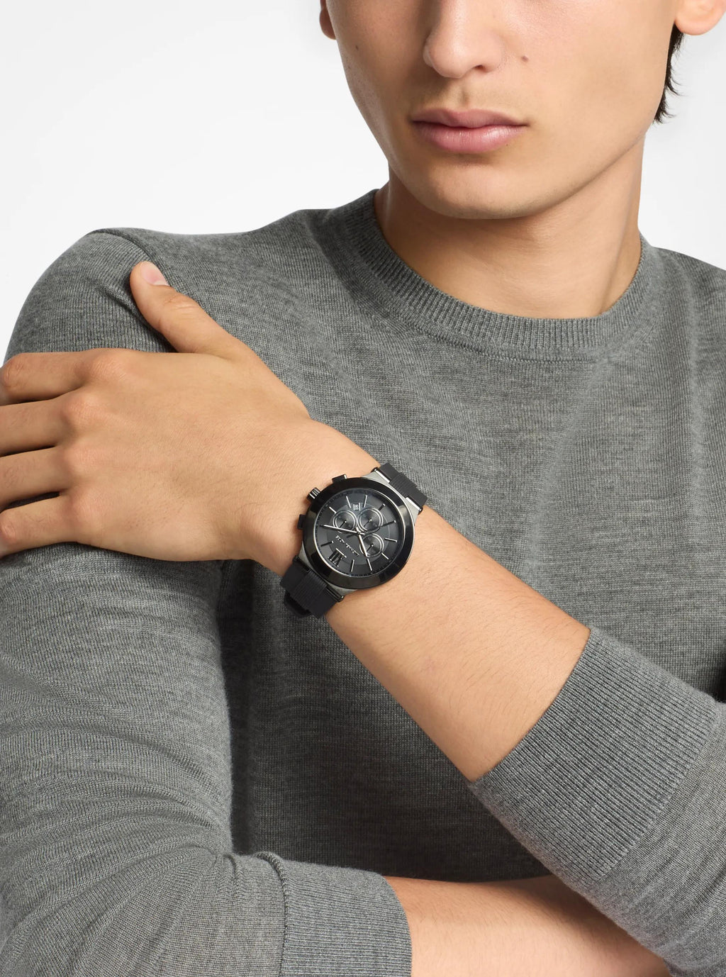 Oversized Billie Black-Tone and Silicone Watch