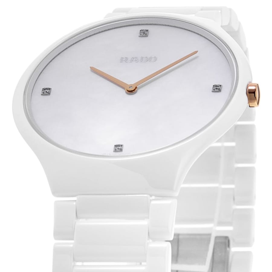 Rado True Thinline L Quartz 39mm White Diamond Dial Ceramic Unisex Watch R27957909