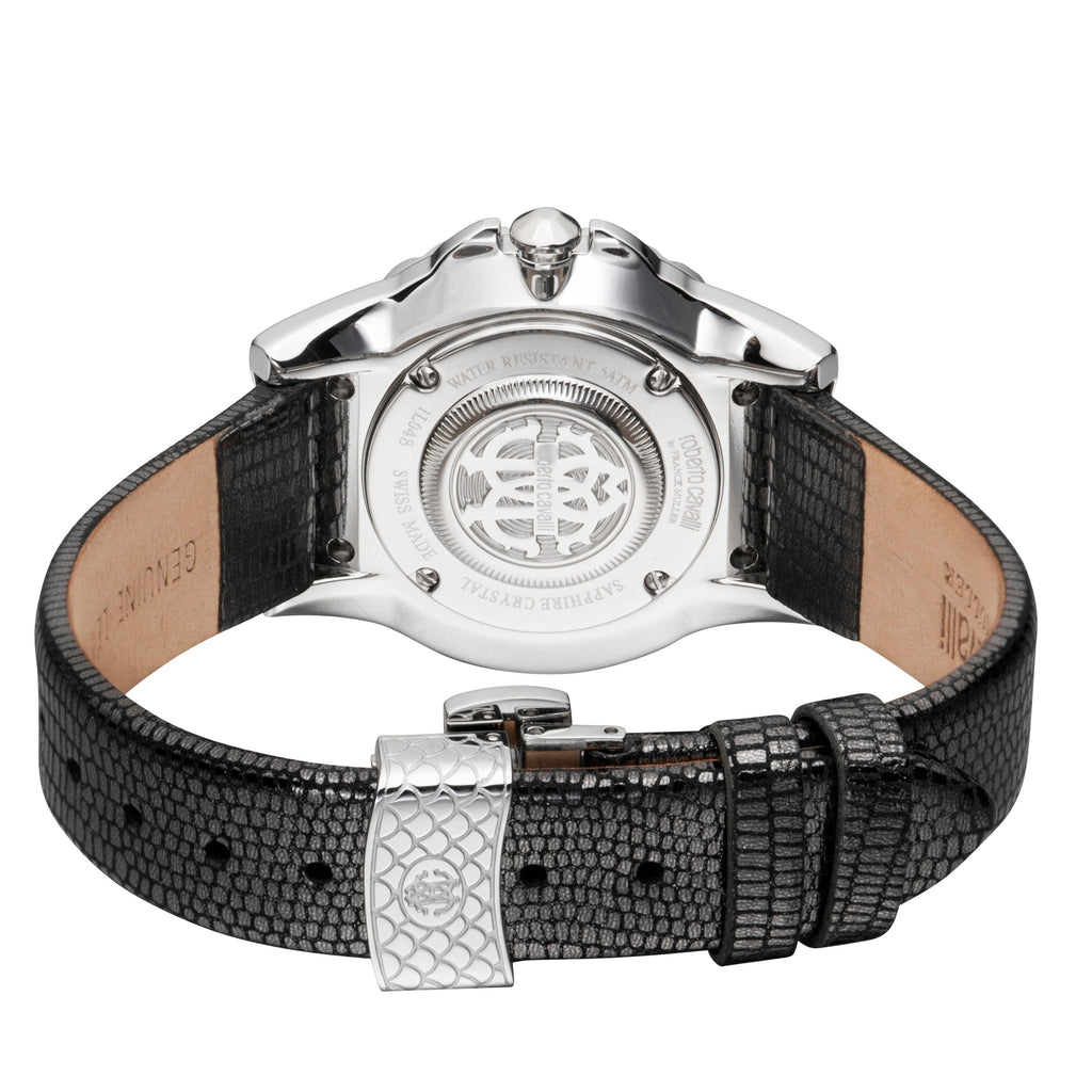 Roberto Cavalli Women's Silver Dial Grey Leather Watch