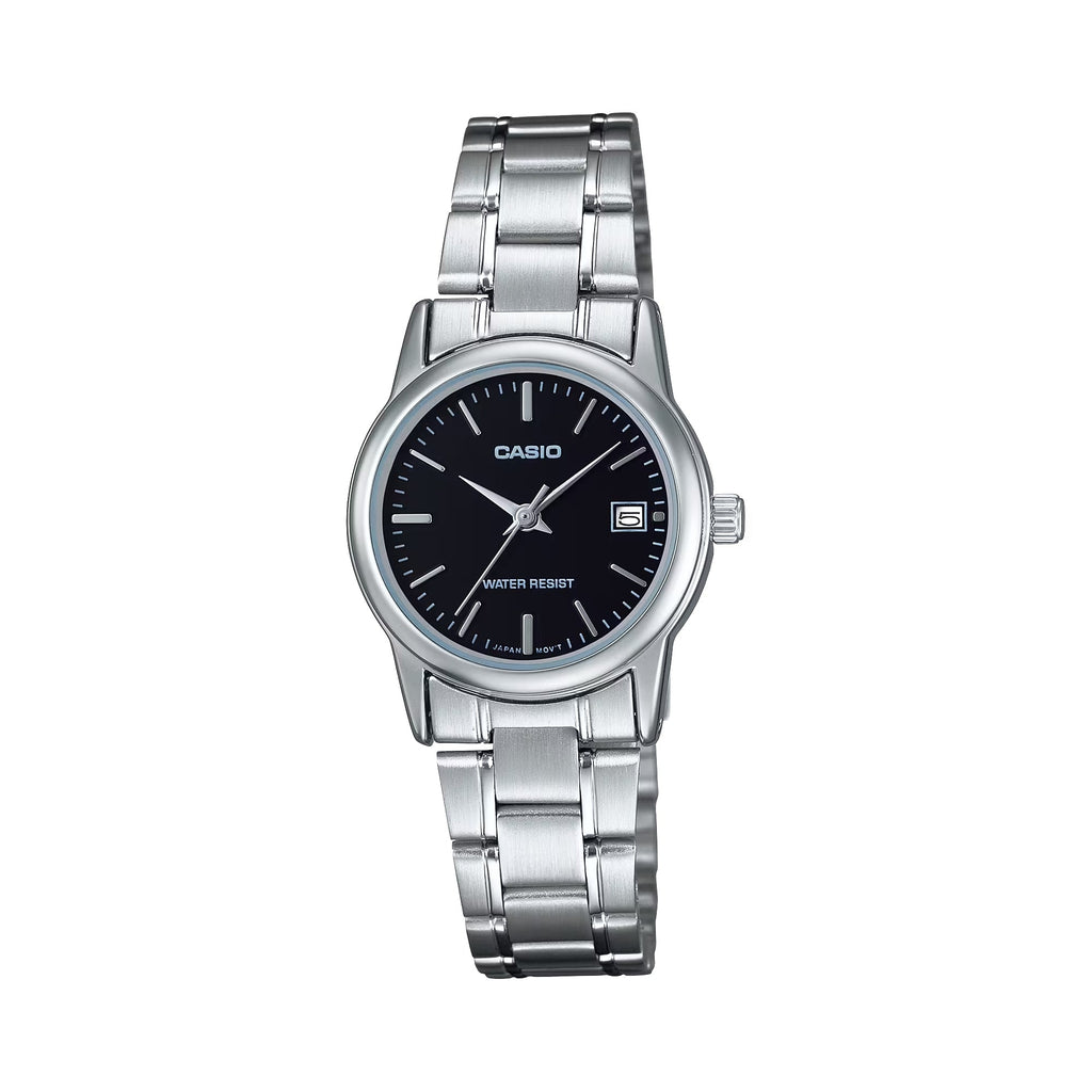 Casio Women’s Analog Watch with Black Dial and Steel Bracelet - LTP-V002D-1A