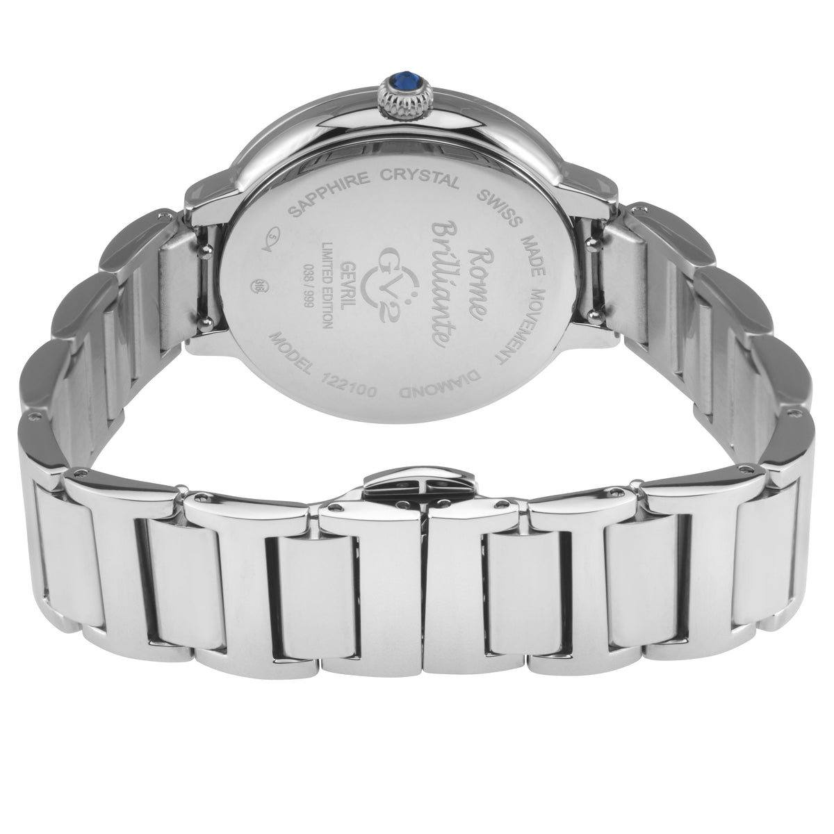 GV2 Rome Brillante Women's Diamond 316L Stainless Steel Case,Silver Dial, 316L Stainless Steel Watch
