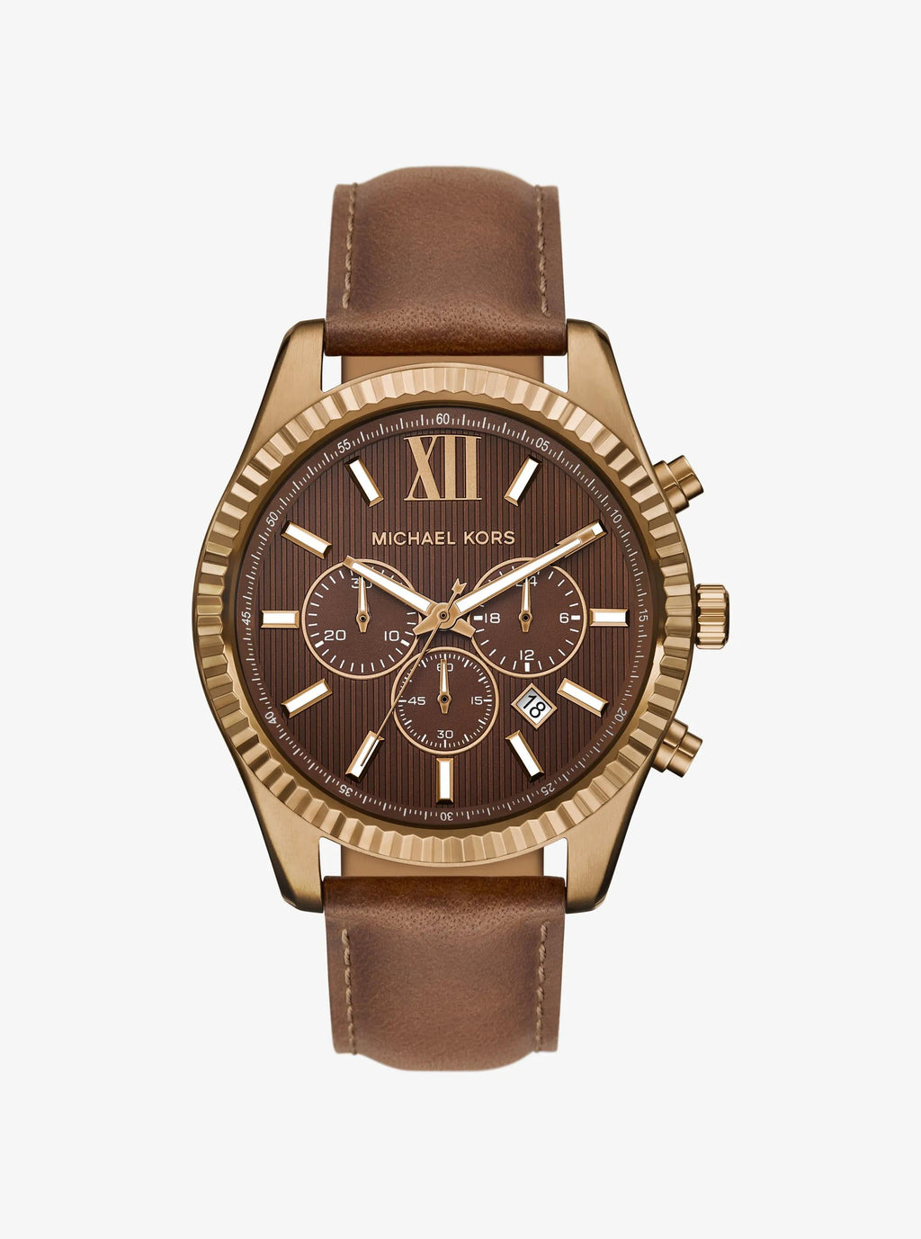 Oversized Lexington Beige Gold-Tone Leather Watch