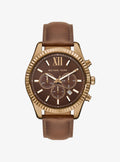 Oversized Lexington Beige Gold-Tone Leather Watch