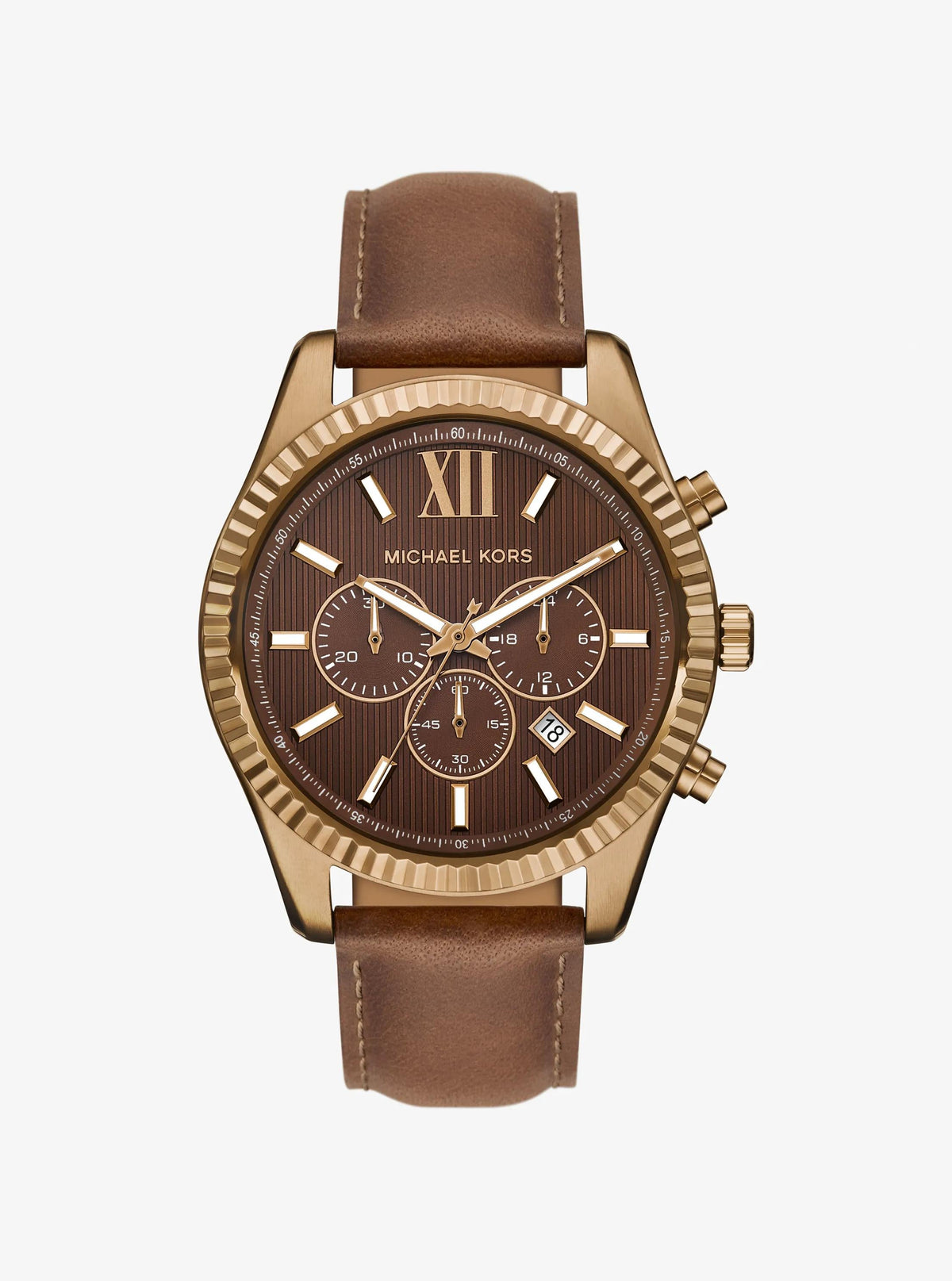Oversized Lexington Beige Gold-Tone Leather Watch