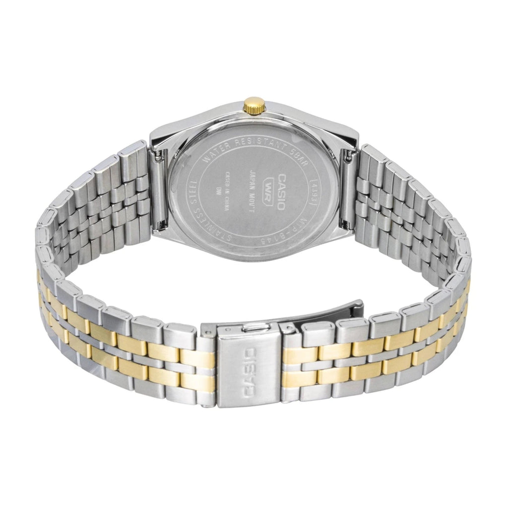 Casio Men’s White Dial Two Tone Stainless Steel Wristwatch - MTP-B145SG-7AVDF