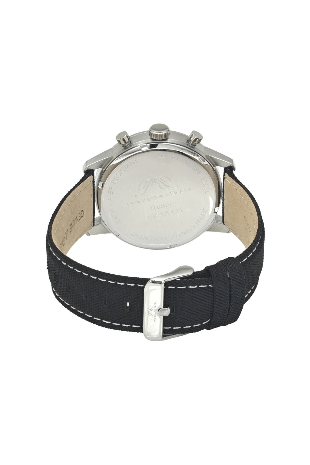 Porsamo Bleu Ryder Chronograph Canvas Silver Tone Grey and Black Men's Watch 1521ARYF