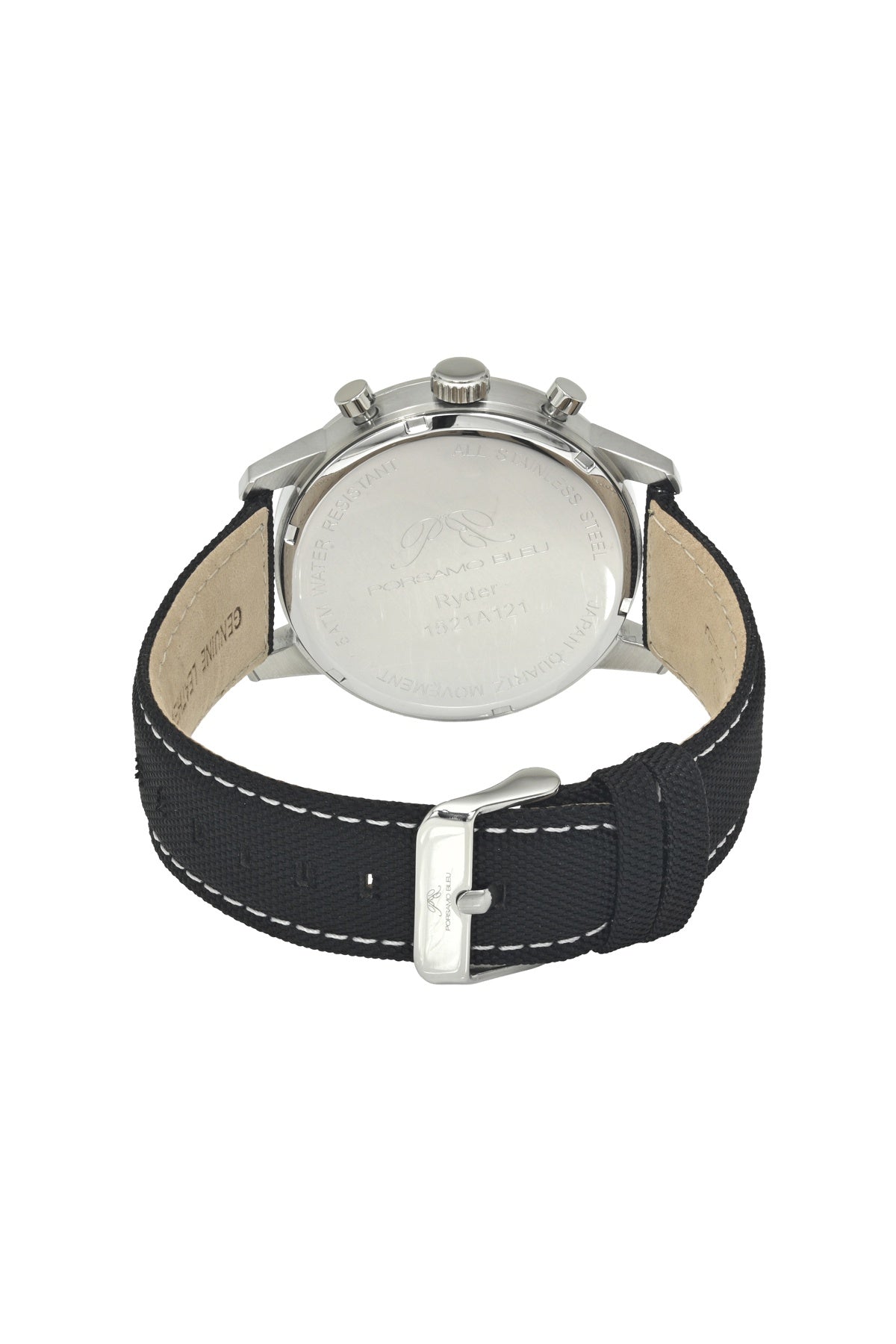 Porsamo Bleu Ryder Chronograph Canvas Silver Tone Grey and Black Men's Watch 1521ARYF