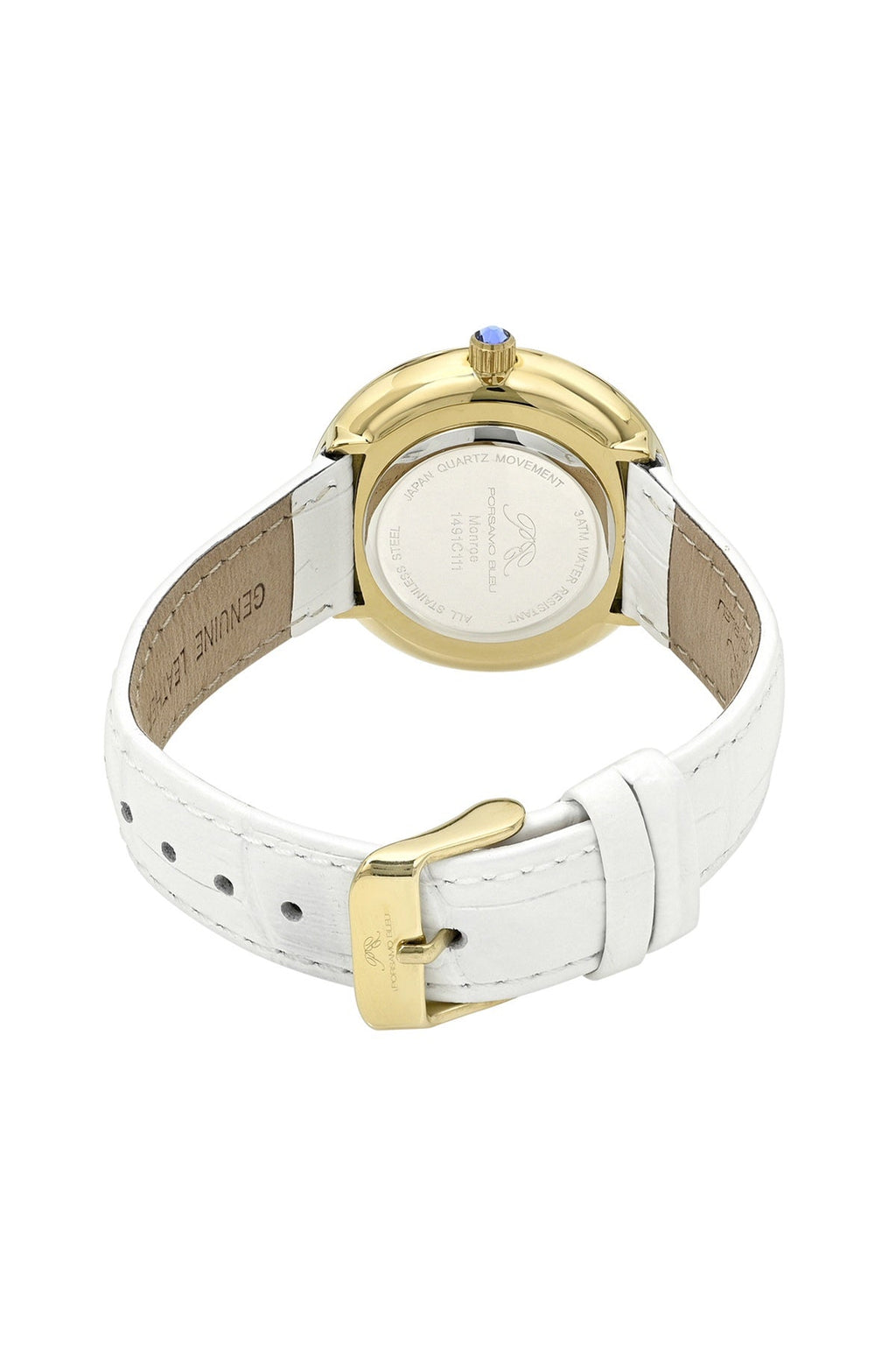 Porsamo Bleu Women's Monroe Genuine Leather Gold Tone and White Watch 1491CMOL