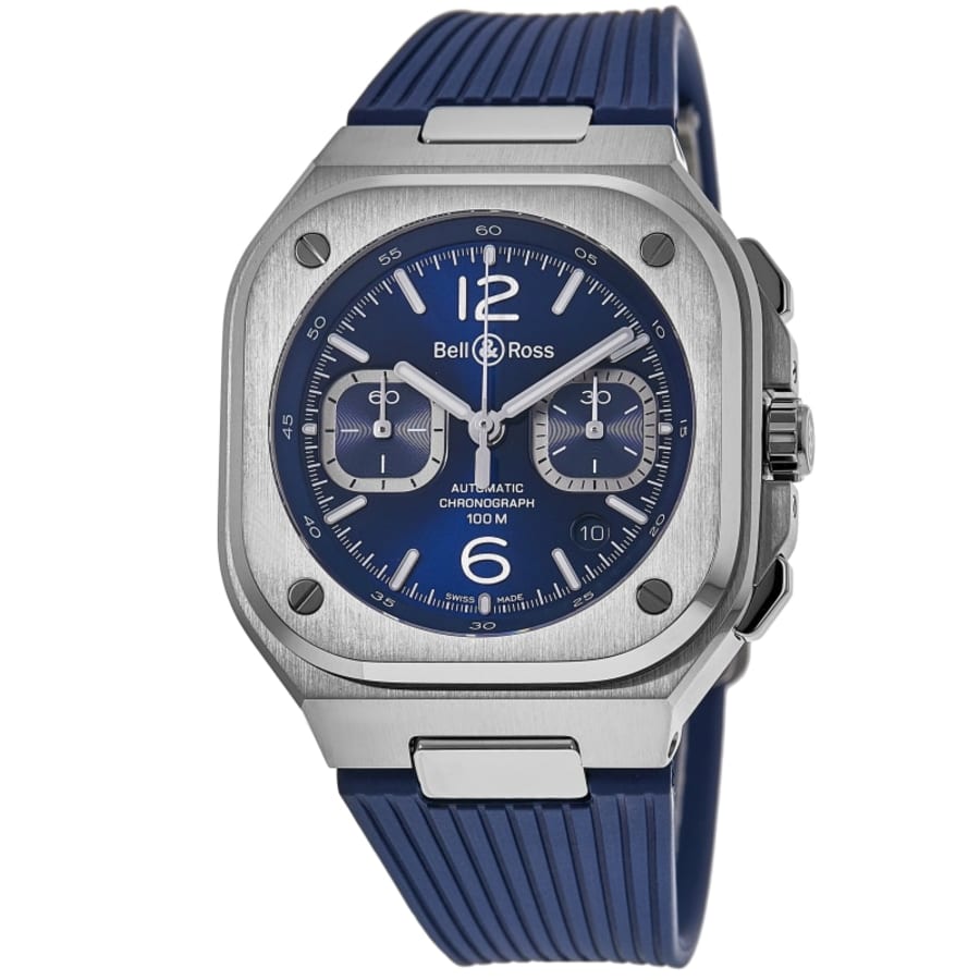 Bell & Ross BR 05 Chronograph 42mm Blue Dial Rubber Strap Men's Watch BR05C-BLU-ST/SRB