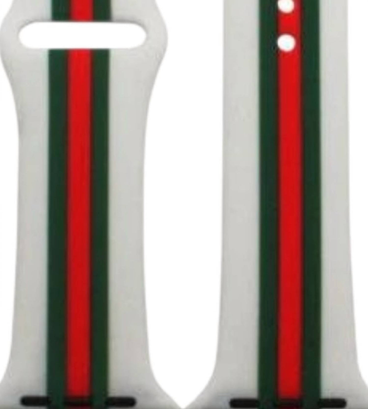Unisex Striped Silicone Apple Watch Band -42Mm In White