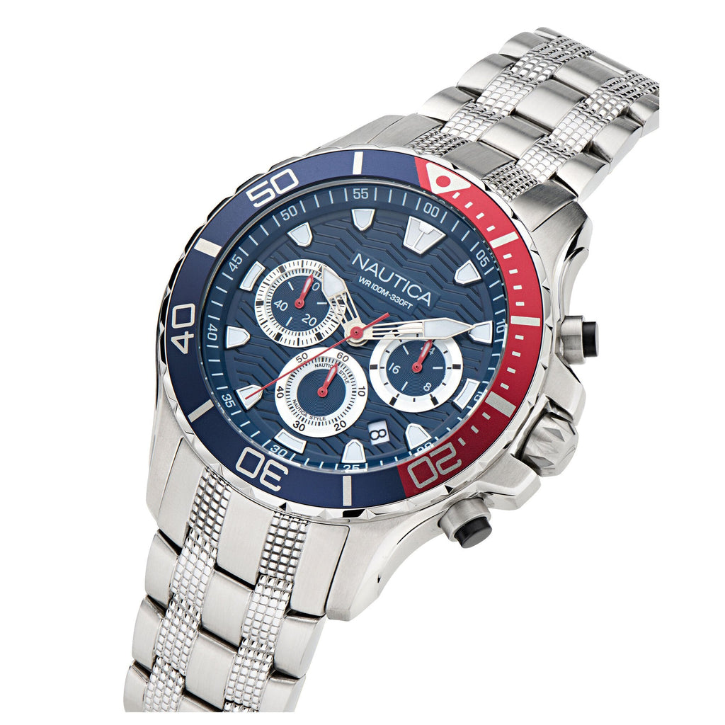 Nautica Mens Nst Chronograph Stainless Steel Watch