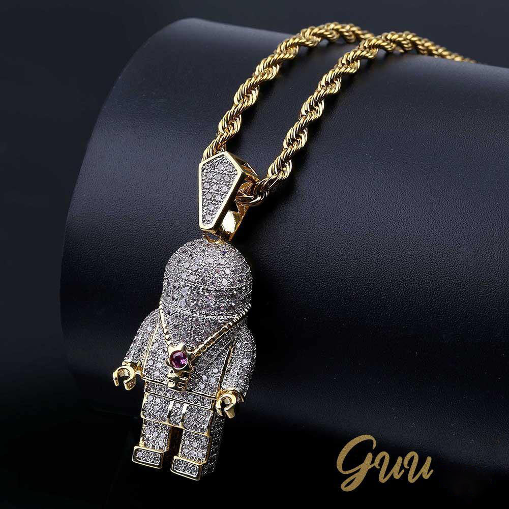 Iced 18mm  CZ  BlingBling Astronaut Pendant & Cuban Link Chain