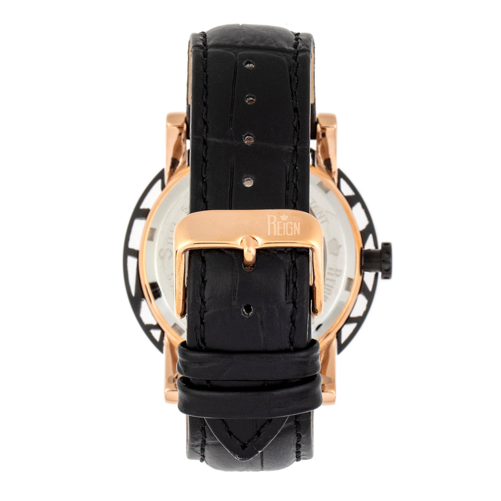 Stavros Automatic Skeleton Leather-Band Watch