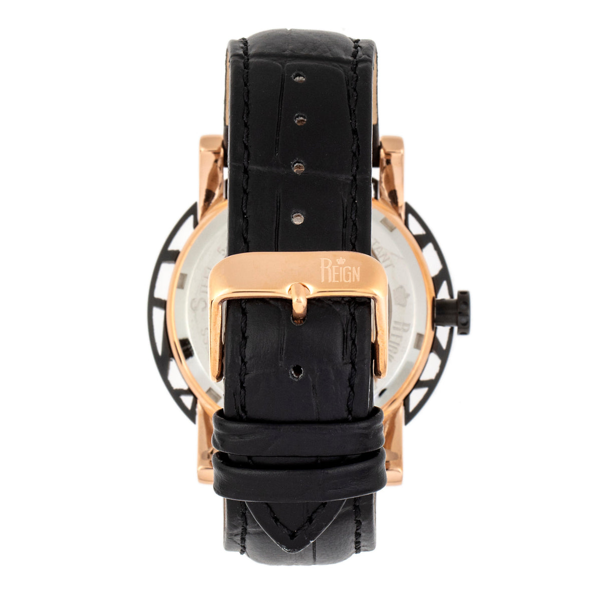 Stavros Automatic Skeleton Leather-Band Watch