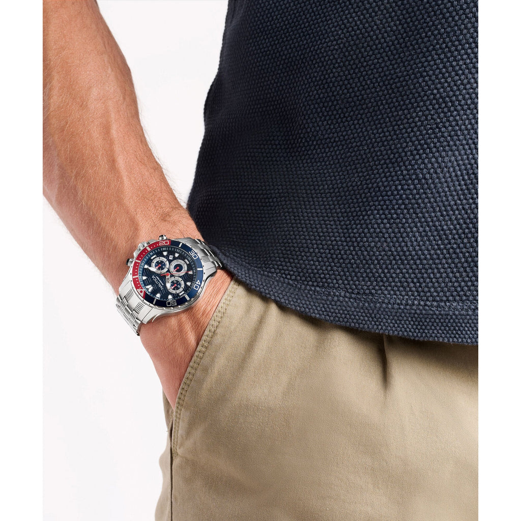Nautica Mens Nst Chronograph Stainless Steel Watch