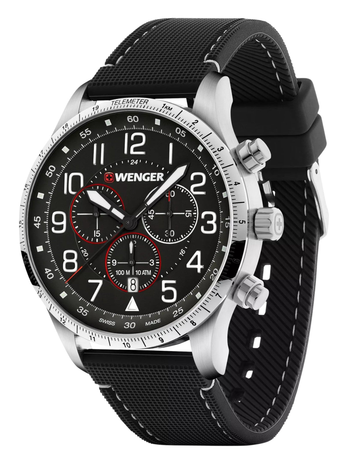 Wenger Swiss Army Men's 01.1543.119 Attitude Chrono Black Dial Watch 44 mm