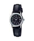 Casio Women’s Black Leather Watch with Black Dial - LTP-V002L-1BUDF