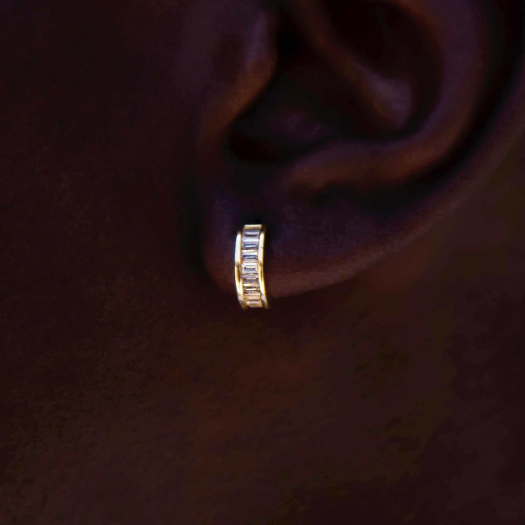 Baguette Hoop Earrings in Yellow Gold