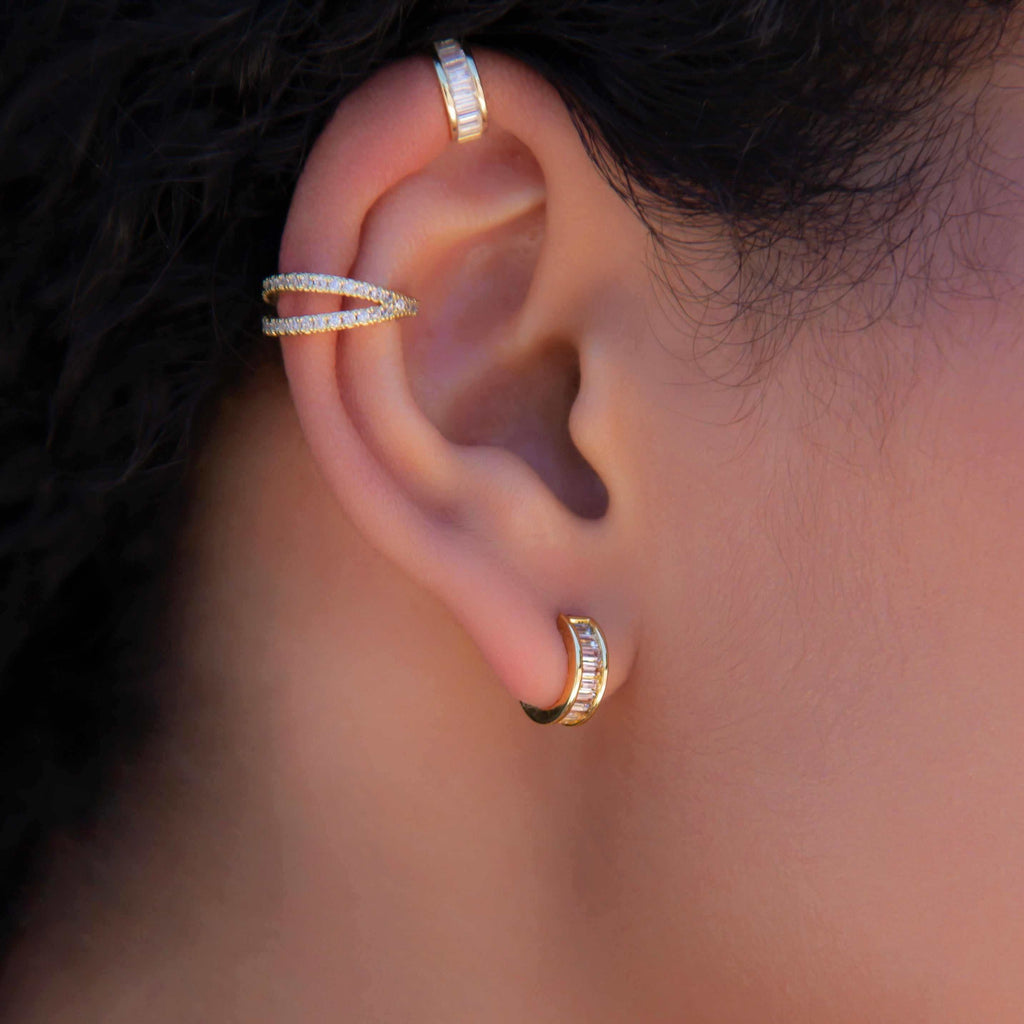 GLD Baguette Hoop Earrings in Yellow Gold