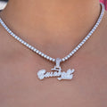Baseball Lifestyle 101 Iced Wordmark Pendant in White Gold