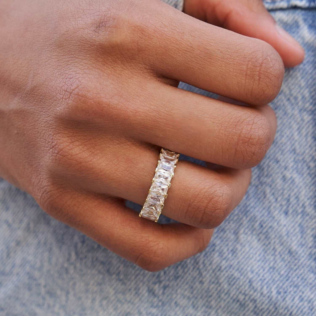 14k Solid Gold Baguette Ring in Yellow Gold-VS Diamonds