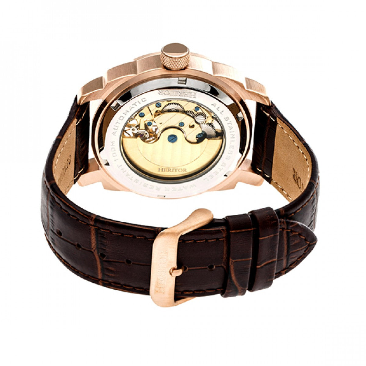 Helmsley Semi-Skeleton Leather-Band Watch