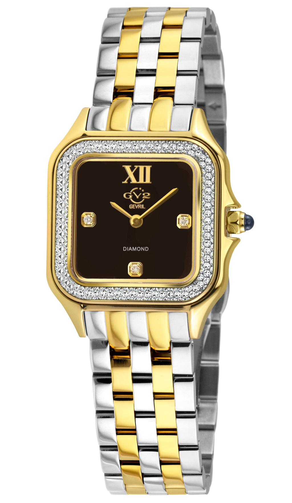 GV2 Milan Women's Two toned IPYG 316L Stainless Steel, Black Onyx Dial, Two toned IPYG Stainless Steel Bracelet Watch