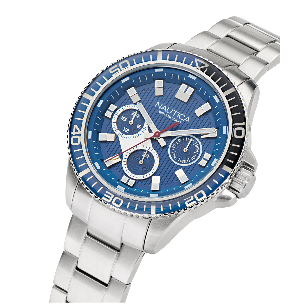 Nautica Mens Nct Windrose Stainless Steel Watch