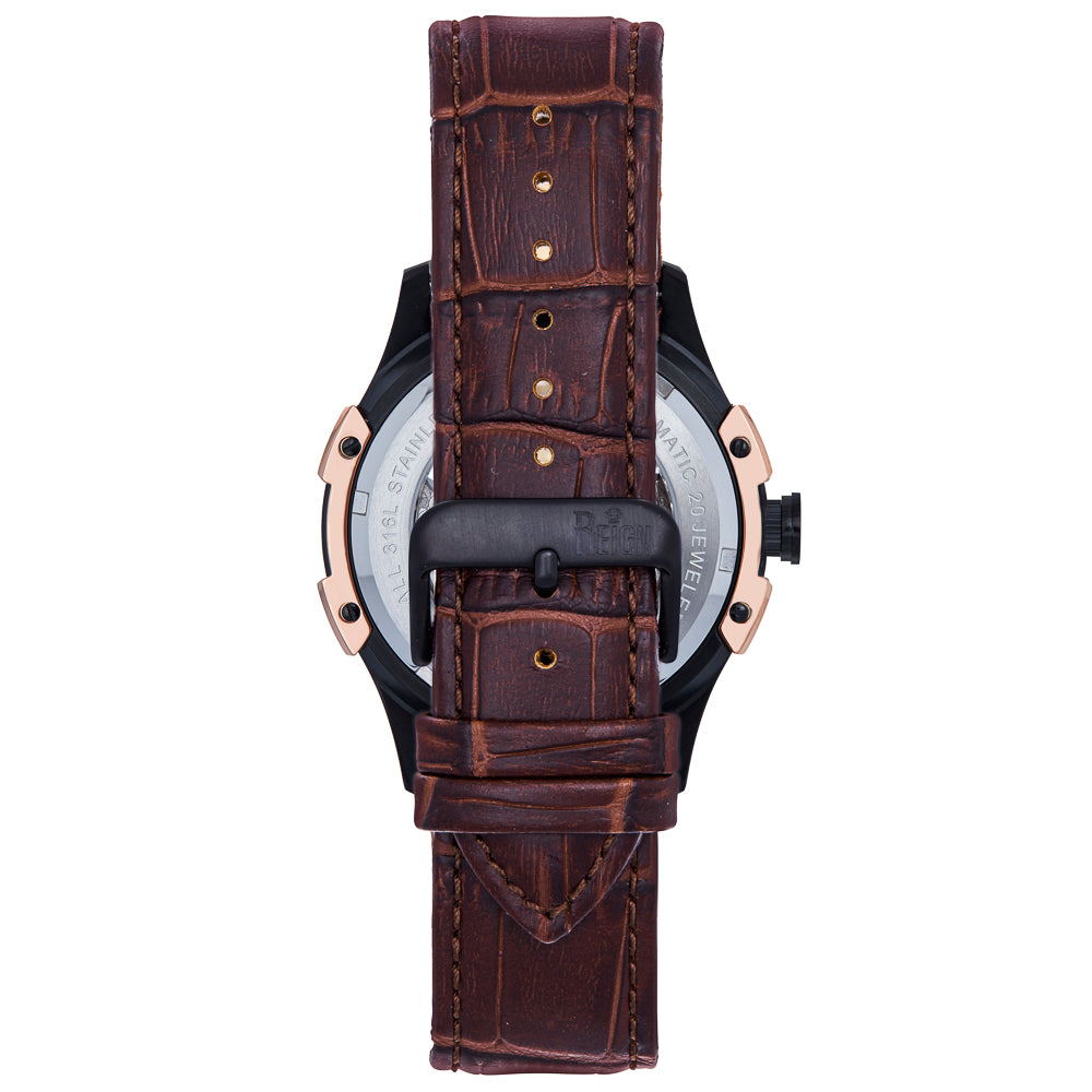 Solstice Automatic Semi-Skeleton Watch - Dark Brown/Rose Gold