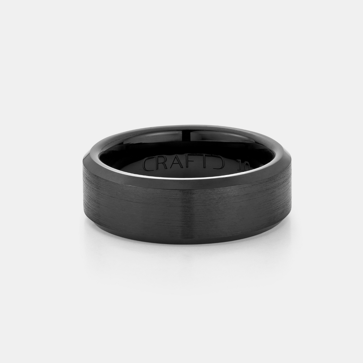Bevelled Ring (Black) 8mm | Tungsten