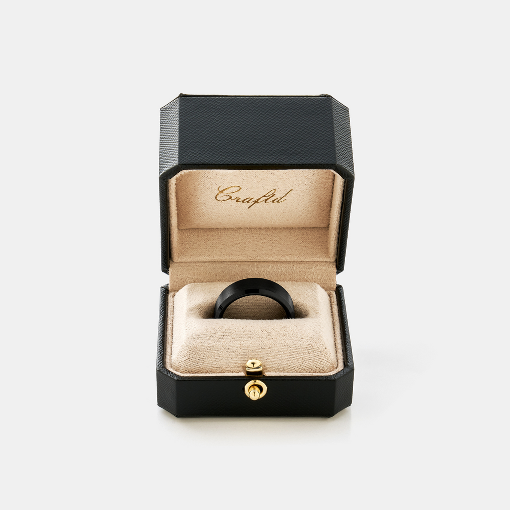 Bevelled Ring (Black) 8mm | Sterling Silver