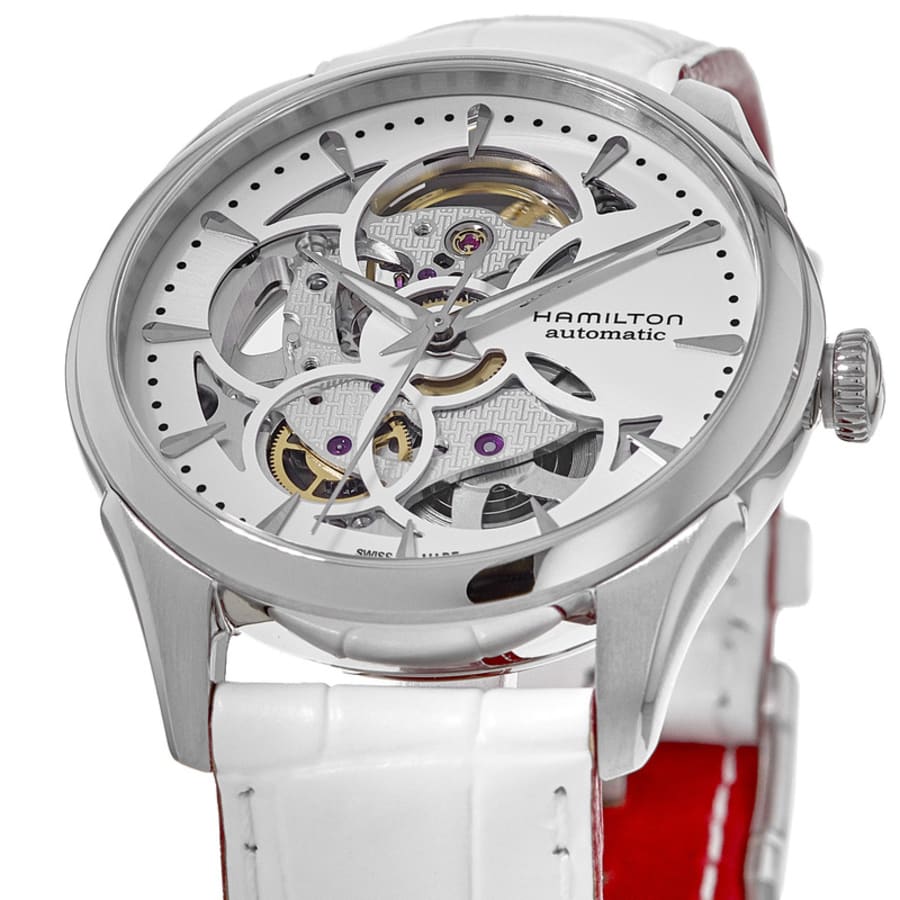 Hamilton Jazzmaster Skeleton Auto Lady White Dial Leather Strap Women's Watch H32405811