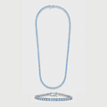 Blue Tennis Chain + Bracelet (Silver) - 4mm